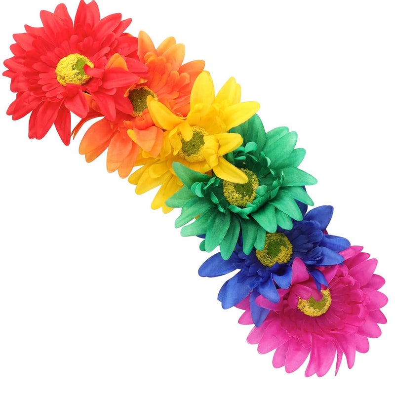 DDazzling Sunflower crown Boho crown Sunflower headband Flower Hair Accessory (Rainbow) - Image 4